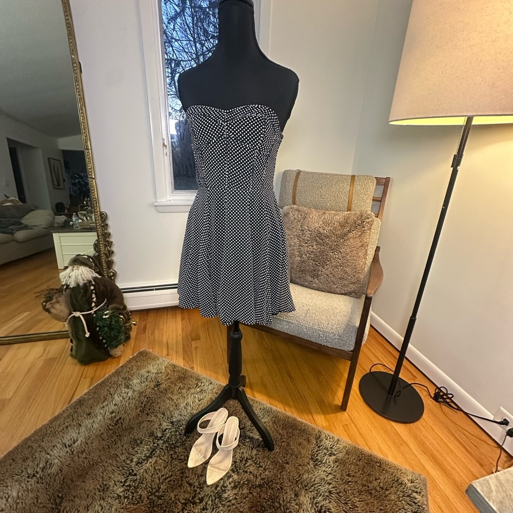 Zara Black and White Strapless Dress